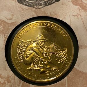 24K gold on .999 Silver Sutters mill Commemorative Coin. Only 15,000 minted